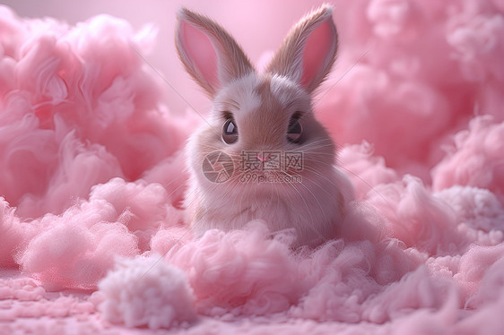 粉色的棉花糖兔子图片