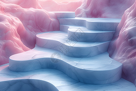 粉色冰山上的楼梯图片