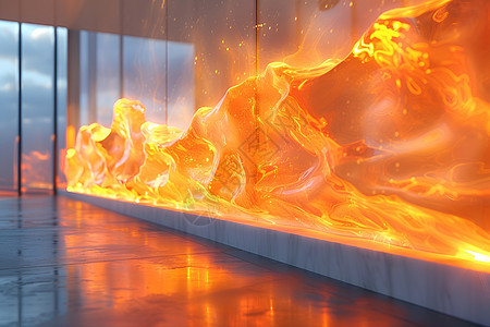 火焰纹路玻璃雕塑图片