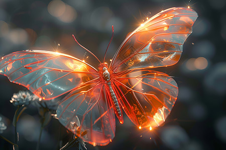 金光下的玻璃蝴蝶背景图片