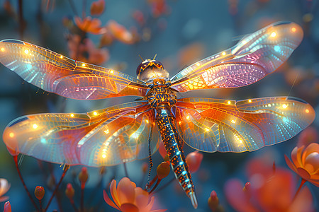 五光十色的玻璃蜻蜓背景图片