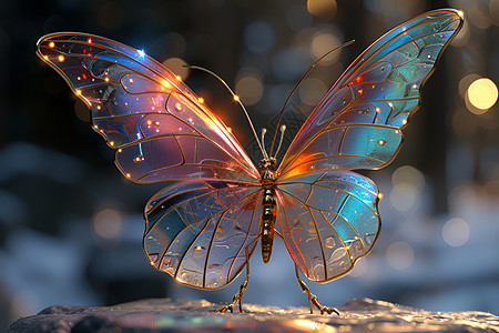 夜幕下的玻璃蝴蝶图片