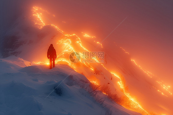雪山上的火焰图片