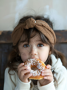 小女孩享用食物图片
