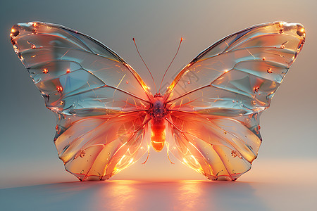 发光的玻璃蝴蝶图片