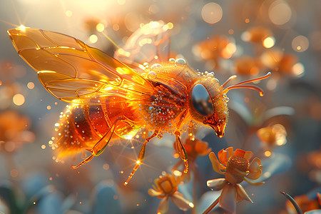 阳光下的玻璃蜜蜂背景图片