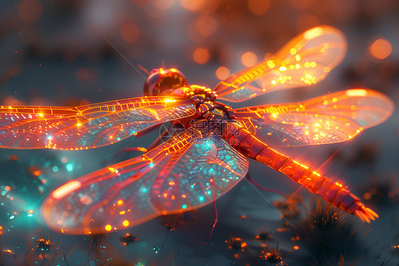 草地上的玻璃蜻蜓图片