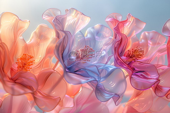 五彩斑斓的玻璃花朵图片