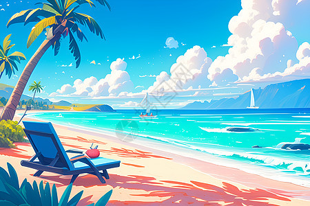 梦幻夏日金色沙滩背景图片