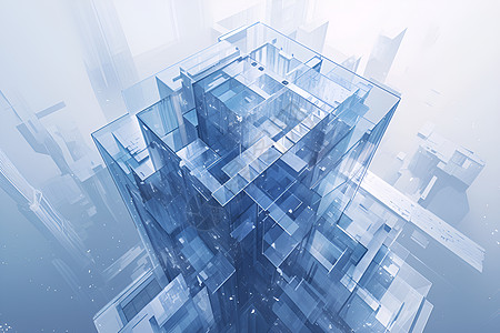 素材反射由玻璃和钢铁构成的高楼设计图片