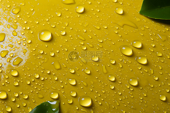 黄色桌面上的水滴图片