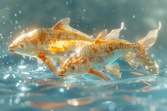 金光闪耀的鲤鱼图片