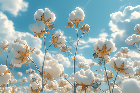 天空下的棉花田图片