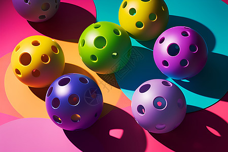 七个彩色撞球背景图片