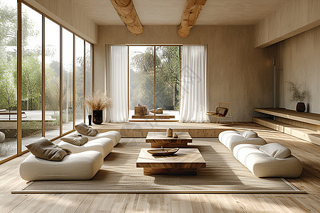和谐自然的现代客厅图片