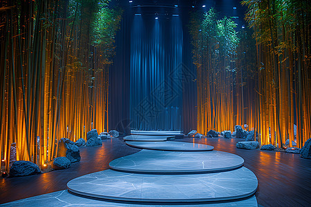 竹林舞台背景图片