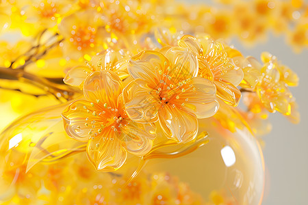 玻璃质感的花卉背景图片
