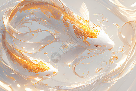 金色的锦鲤闪亮背景图片