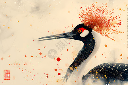 华丽的红冠鹤图片