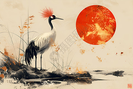 站立的红冠鹤图片