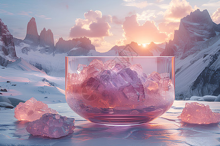 日落余晖下的冰山琼碗设计图片
