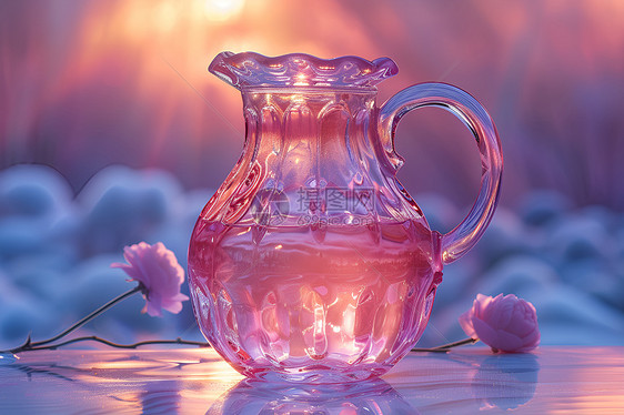 玫瑰色玻璃瓶图片