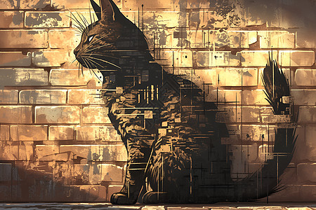 猫咪墙艺街头涂鸦图片