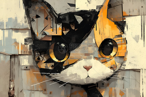 黑黄脸猫壁画才艺展示图片