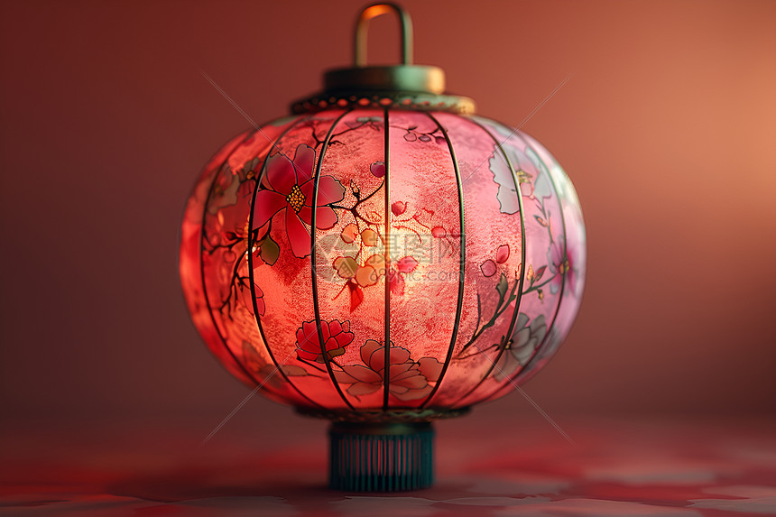 中国灯笼照亮红墙图片