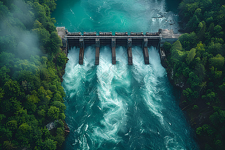 俯瞰树木水电大坝俯瞰背景