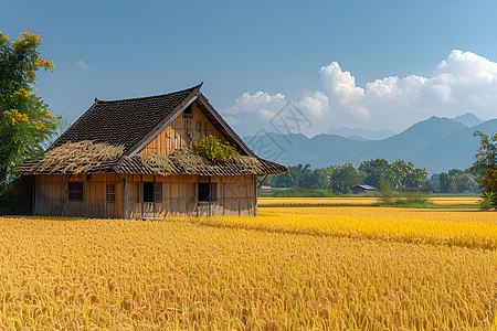 金黄色稻田金黄色的稻田背景