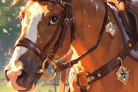 骑马奔腾草地上的一匹马插画