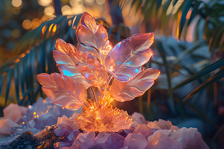 透明发光的枫叶艺术品图片