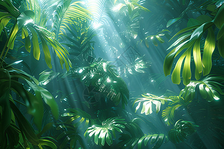 阳光照射的棕榈树图片