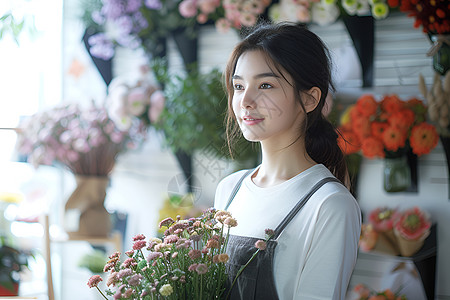 花海中的女子高清图片