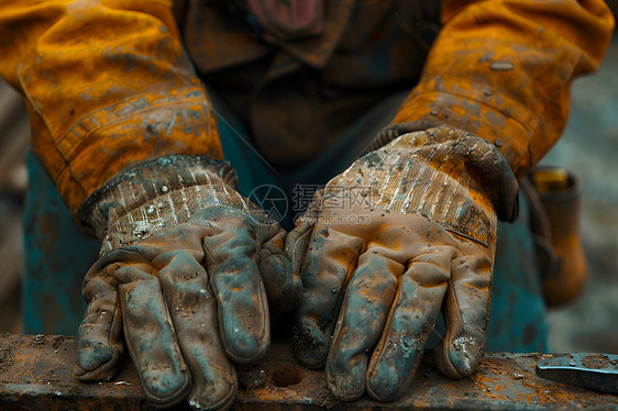 建筑工人的防护手套图片