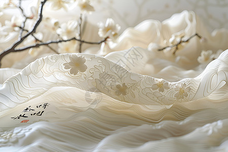 柔软丝绸上的花背景图片