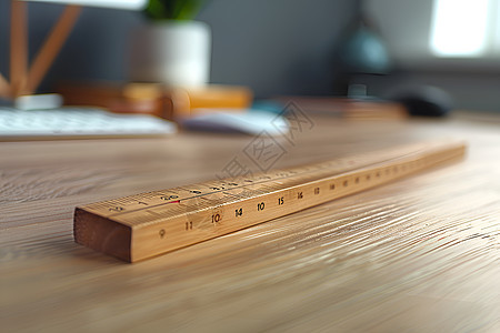 木桌上的尺子背景图片