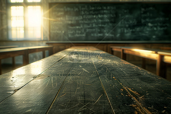 木质课桌上的划痕图片