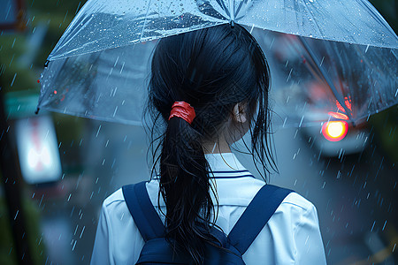 雨中的优雅少女背景图片