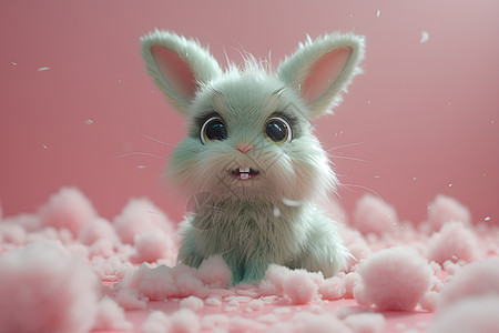 毛茸茸的灰色小兔子背景图片
