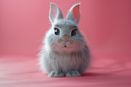粉色背景中的欢乐兔子图片
