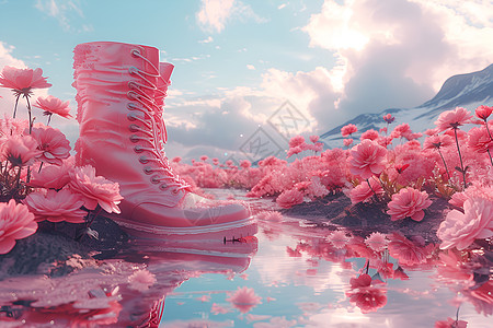 粉色橡胶靴图片