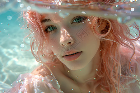 粉发水下美人图片