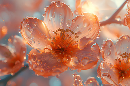 水珠点缀的花朵图片