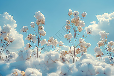 成熟盛开的棉花背景图片