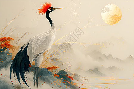 画作的红冠鹤图片