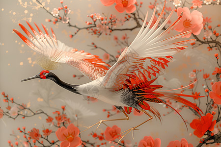 飞翔的红冠鹤图片