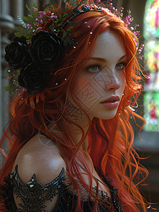 优雅的红发女子图片