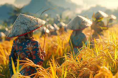 丰收的水稻背景图片